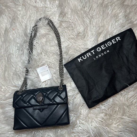 Kurt Geiger Black Quilted Shoulder Bag with Chain Strap - Picture 1 of 5